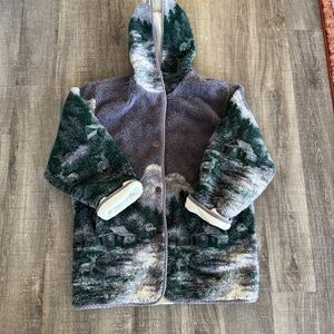 Vintage Reversible Deer Design Fleece Coat